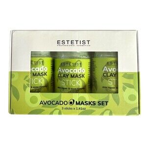 Set of 3 Avocado Clay Mask Sticks Deep Pore Cleanser Blackhead Remover